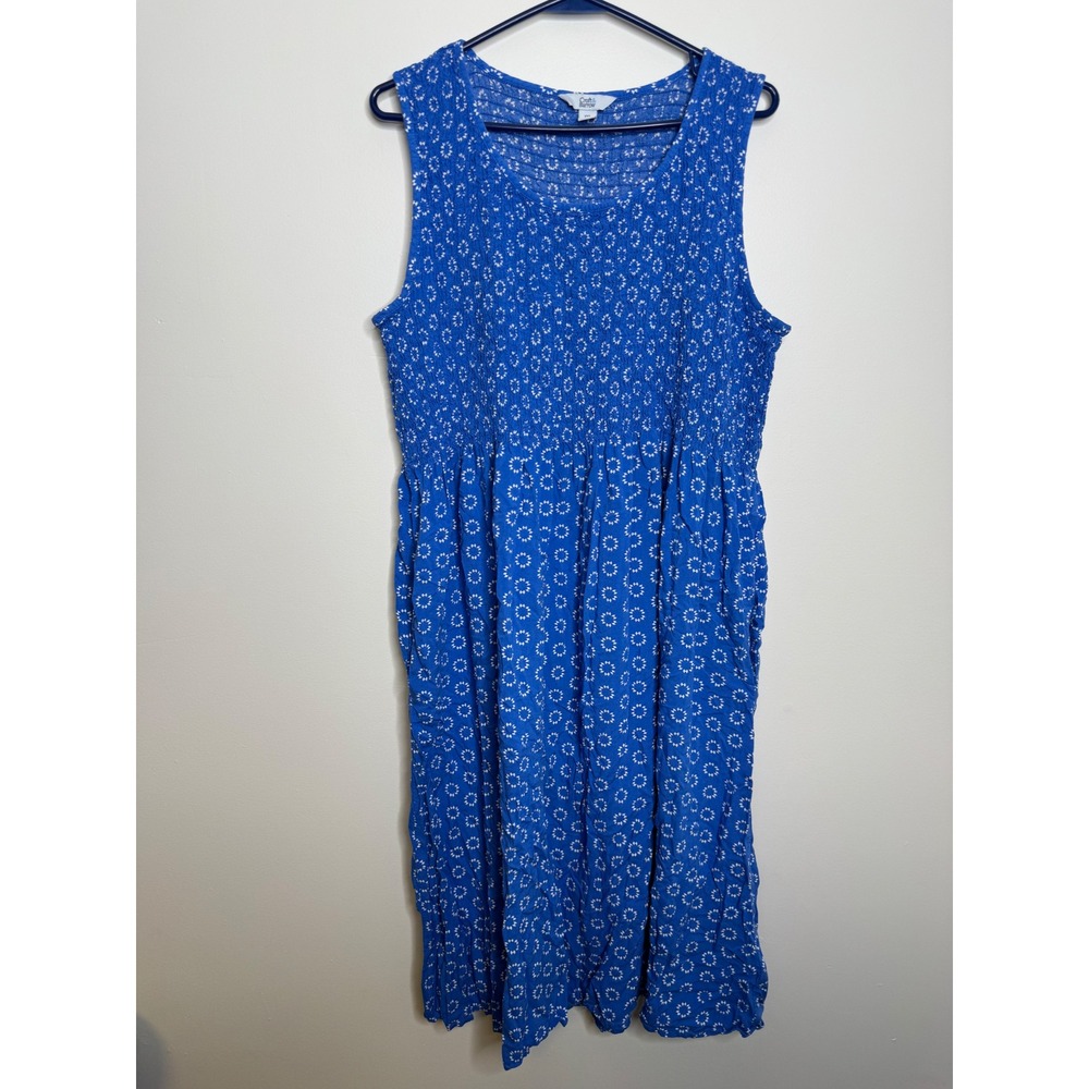 Croft & Barrow Midi Dress Womens XXL Blue Excellent Smocked Pockets Rayon